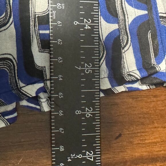 Worthington Blouse Womens XL Blue White Black Accordion Button Front Long Sleeve - Picture 13 of 14